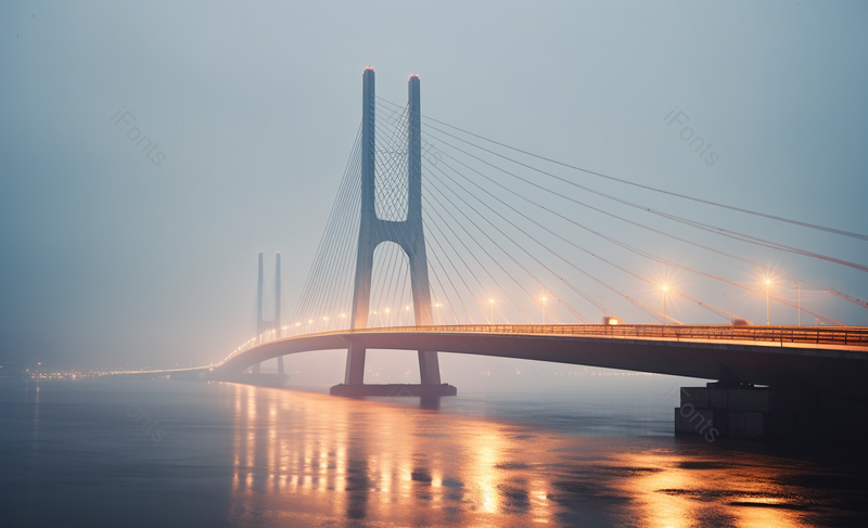 江面夜晚云雾天气雾中高架桥梁灯火通明摄影背景,高清,摄影图,摄影图片,图片大全,摄影图免费下载